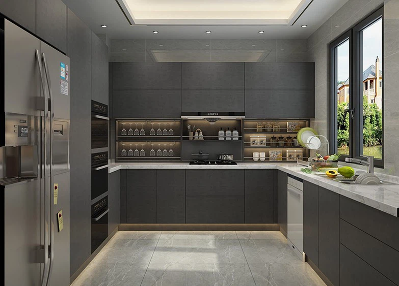 Modern melamine Kitchen CabinetHM1804 Modern melamine Kitchen CabinetHM1804