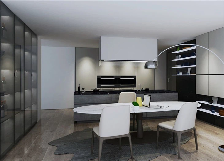 Modern Grey Melamine Kitchen Cabinets