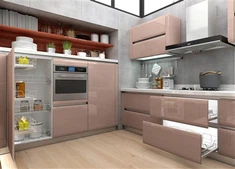 خزائن المطبخ الزجاجية المطلية بالورنيش